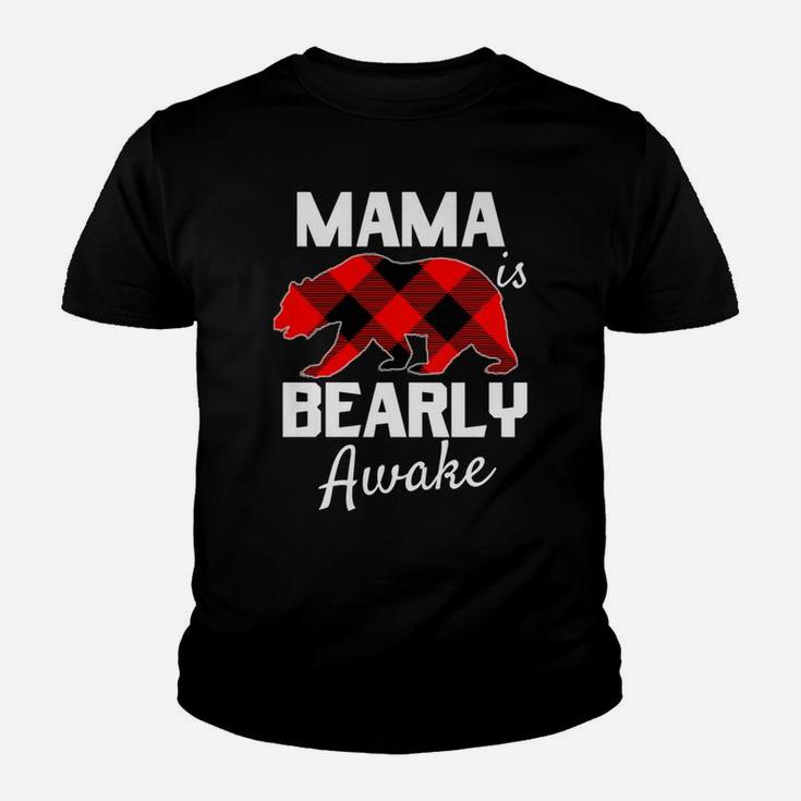Womens Women Mama Bear Christmas Plaid Red Black Mom Pajamas Pjs Youth T-shirt