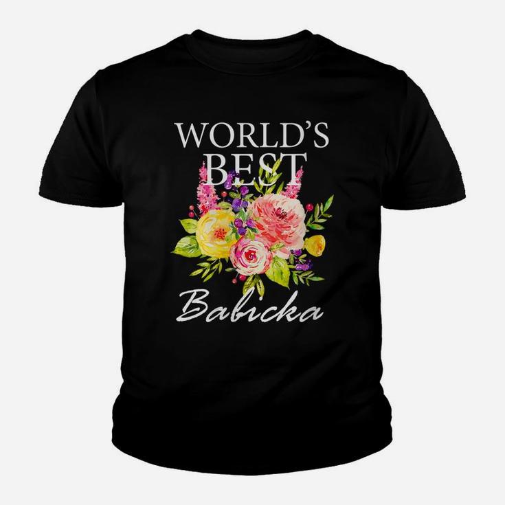 Womens World's Best Babicka Slovakia Grandma Mother's Day Flower Youth T-shirt