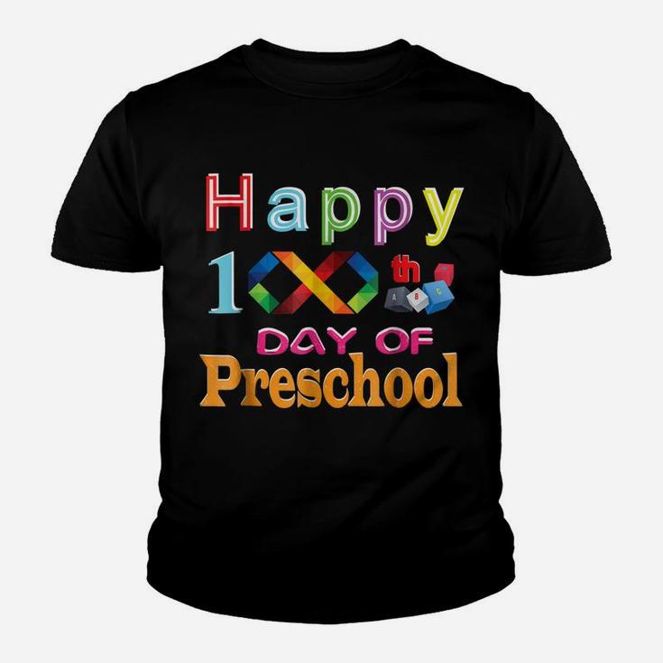 Words Happy 100Th Day Of Preschool Teacher Student Shirt Youth T-shirt