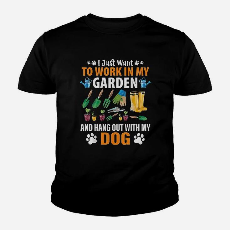 Work In My Garden And Hangout With My Dog Youth T-shirt