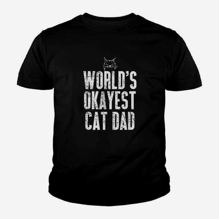 Worlds Okayest Cat Dad Funny Kitten Lover Youth T-shirt