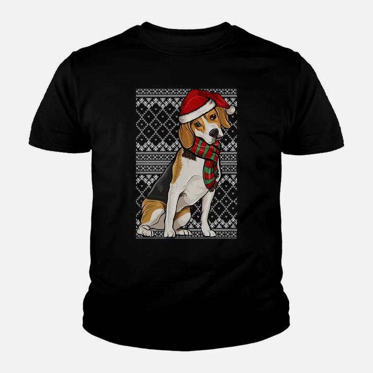 Xmas Beagle Santa Claus Hat Ugly Christmas Sweatshirt Youth T-shirt