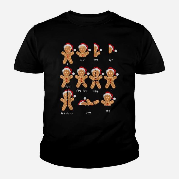 Xmas Christmas Santa Hat Fractions Math Teacher Cookie Lover Youth T-shirt