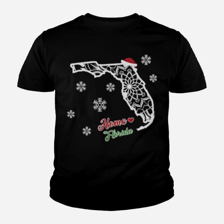 Xmas Home Florida Fractal Mandala State Pride Community Youth T-shirt