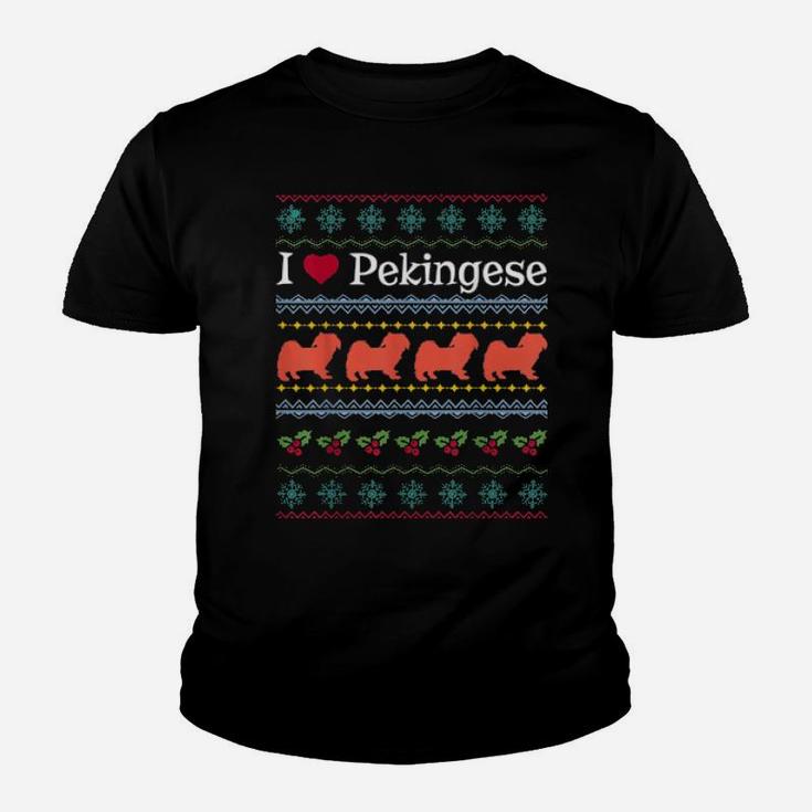 Xmas Pekingese Ugly Dogs Mom Dad Youth T-shirt