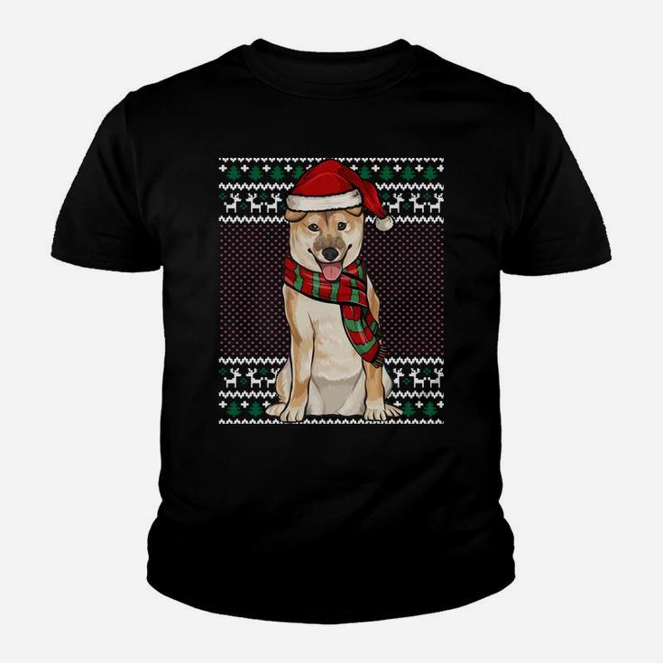 Xmas Shiba Inu Dog Santa Hat Ugly Christmas Sweatshirt Youth T-shirt