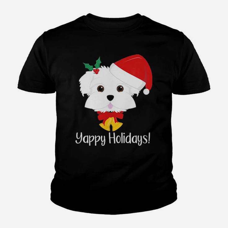 Yappy Holidays Cute Funny Maltese Dog Xmas Youth T-shirt