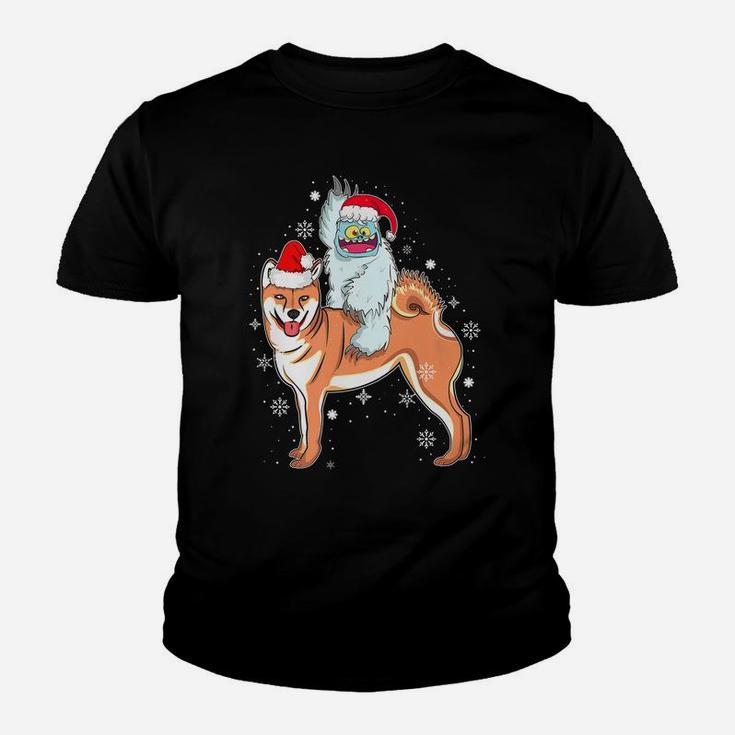 Yeti To Party Shiba Inu Santa Hat Christmas Pajama Xmas Gift Youth T-shirt