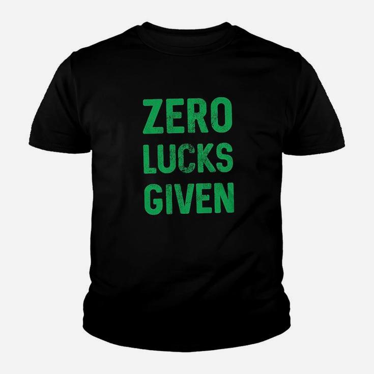 Zero Lucks Given  Funny Saint Patricks Day Cool Graphic Patty Youth T-shirt