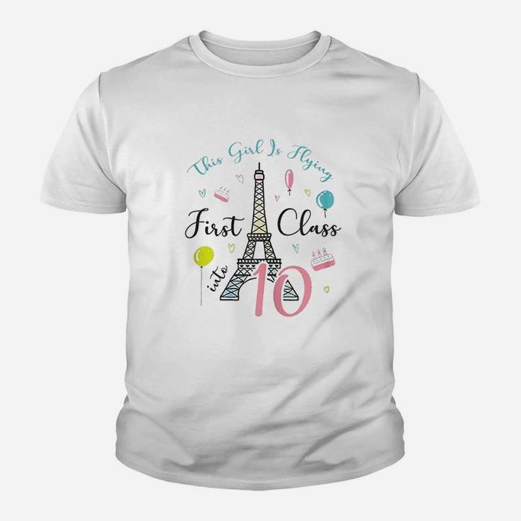 10 Year Old Paris Theme Birthday Double Digits Eiffel Tower Youth T-shirt