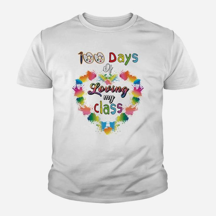 100 Days Of School Of Loving My Class Art Teacher Valentines Youth T-shirt
