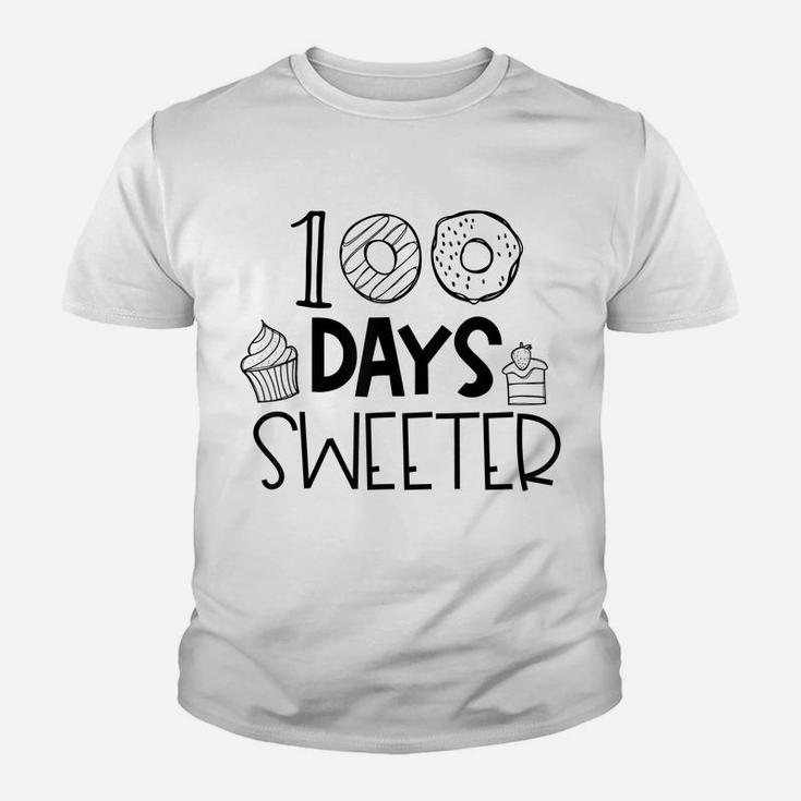100 Days Sweeter Funny Cute Donut 100 Days Of School Youth T-shirt