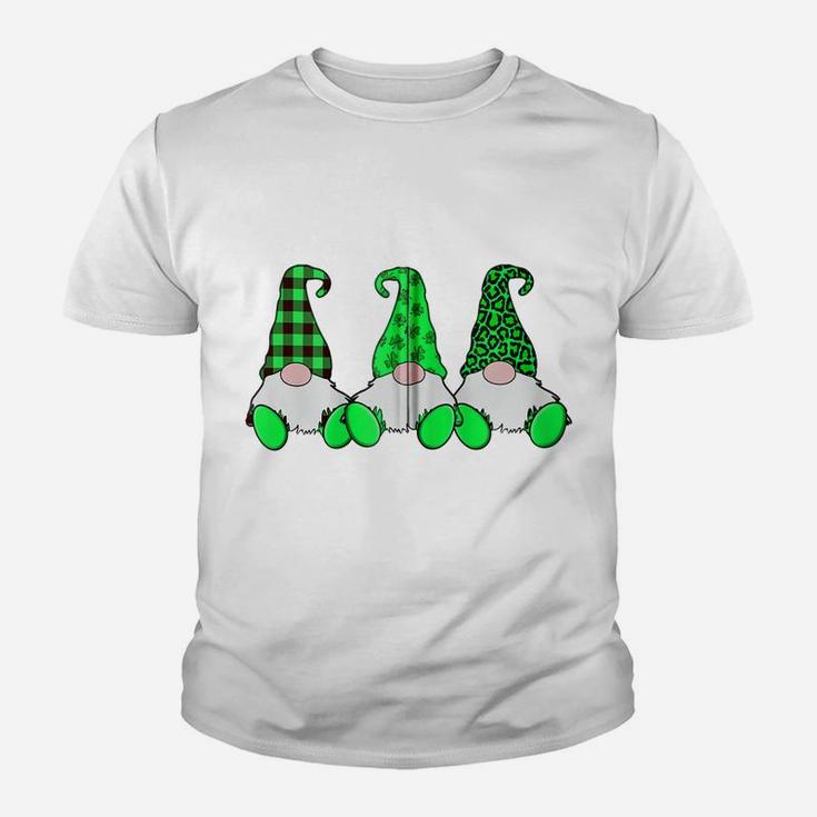 3 Irish Gnomes Leprechauns Shamrocks Leopard Plaid Hats Cute Zip Hoodie Youth T-shirt