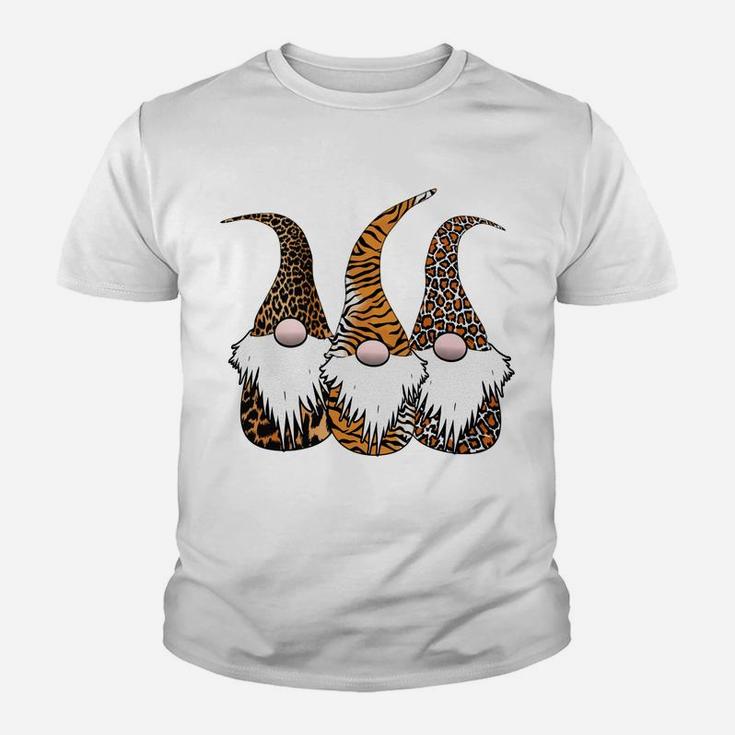 3 Nordic Gnomes Animal Print Leopard Cheetah Tiger Stripes Youth T-shirt