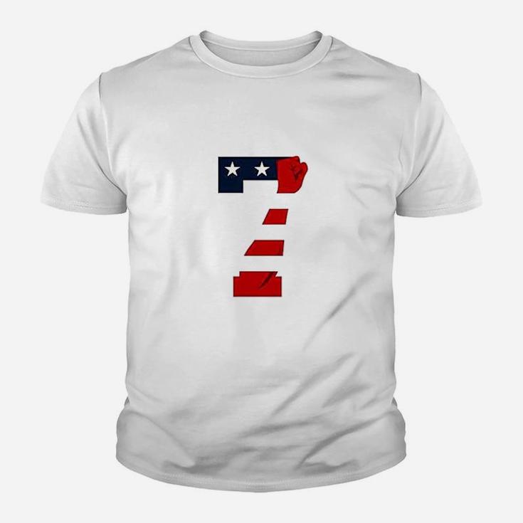 7 Patriotic American Flag Justice Fist Graphic Youth T-shirt