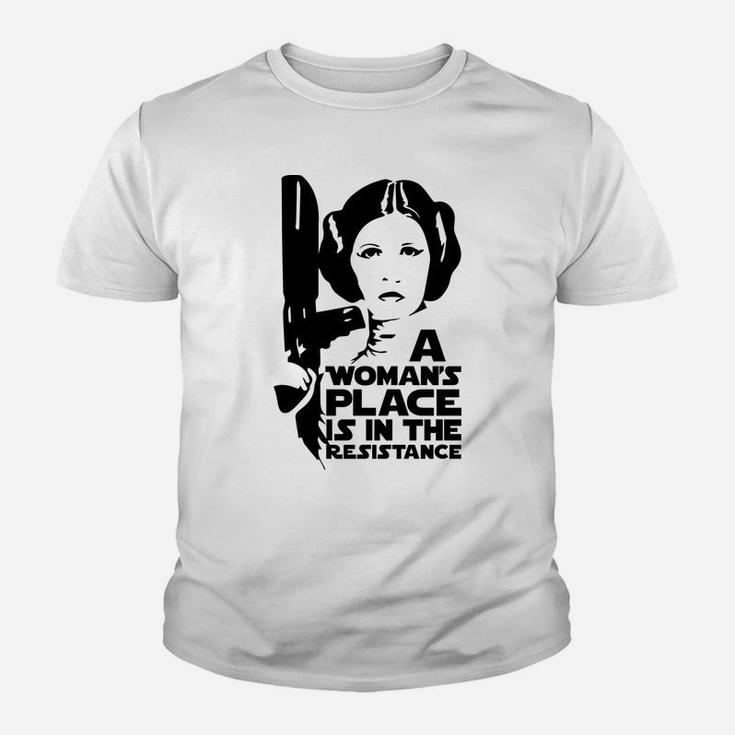 Star Wars Women's Muscle Tank - 'A Girl's Place Is In The Resistance' Sleeveless Dark Heather Grey Top