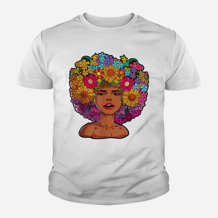 Afro Women African American Melanin Queen Flower African Youth T-shirt