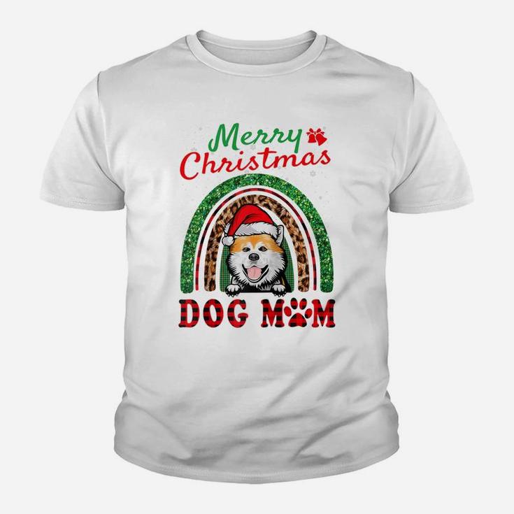 Akita Inu Santa Dog Mom Boho Rainbow Funny Christmas Raglan Baseball Tee Youth T-shirt