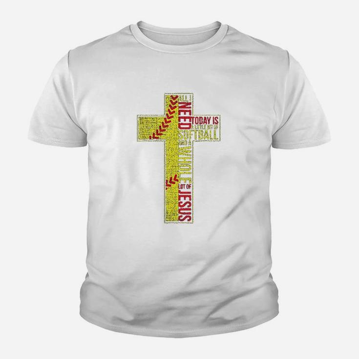 All I Need Is Softball N Jesus Christian Cross Faith Youth T-shirt