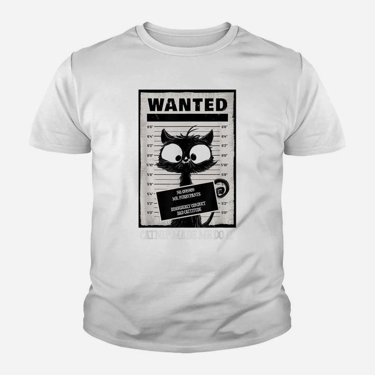 Arrested Cat | Cat In Prison | Wanted Cat | Cute Black Cat Youth T-shirt