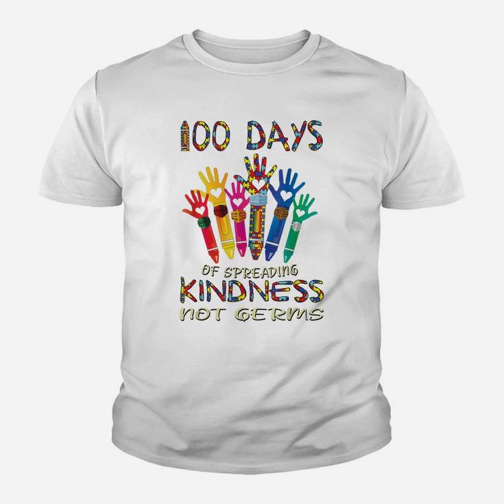 Autism Awareness 100 Days Of Spreading Kindness Not Germs Youth T-shirt