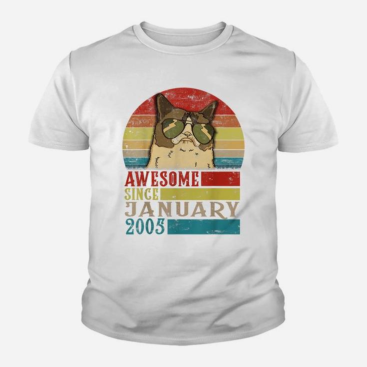 Awesome Since January 2005 15Th Birthday Gift For Cat Lovers Youth T-shirt