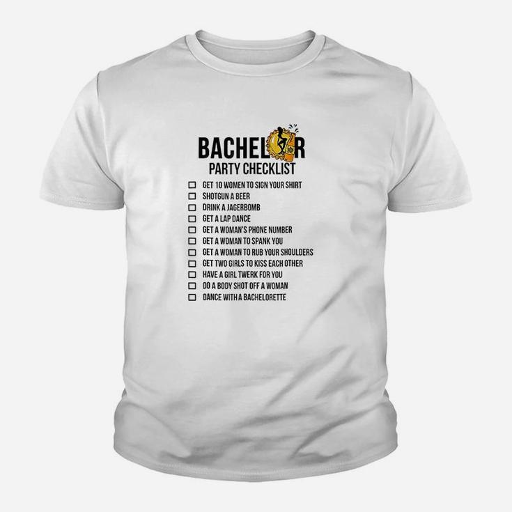 Bachelor Party Checklist  Getting Married Youth T-shirt