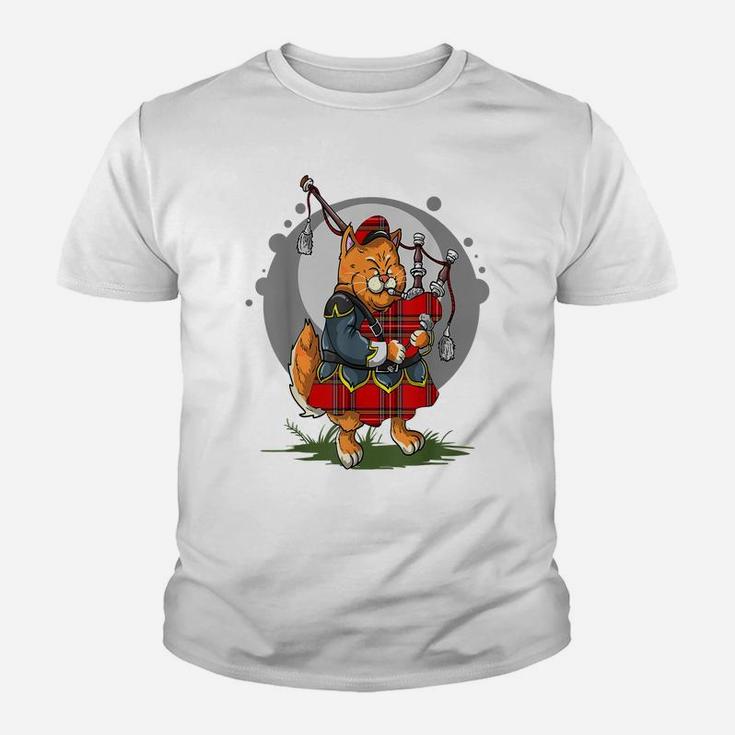 Bagpipe Cat Playing Bagpipes Scottish Music Kitten Lovers Youth T-shirt