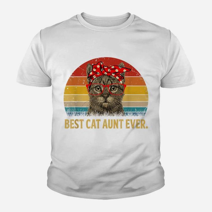 Best Cat Aunt Ever Family Tshirt Retro Vintage Cat Aunt Gift Youth T-shirt
