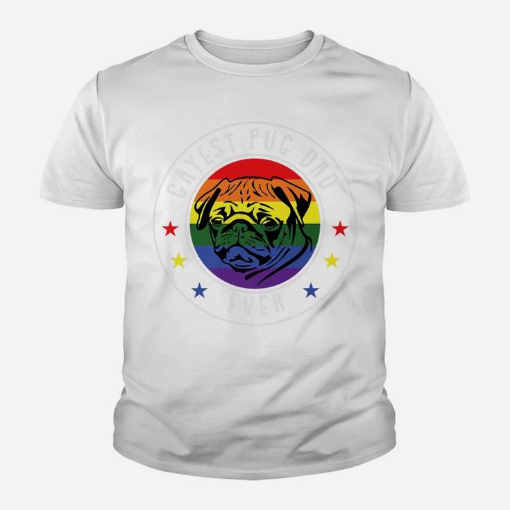Best Pug Dad Ever Lgbt-Q Gay Pride Flag Dog Lover Ally Youth T-shirt