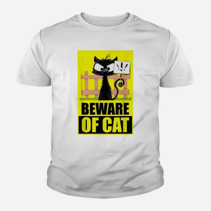 "Beware Of Cat" | Funny Saying | Angry Cat | Funny Black Cat Youth T-shirt