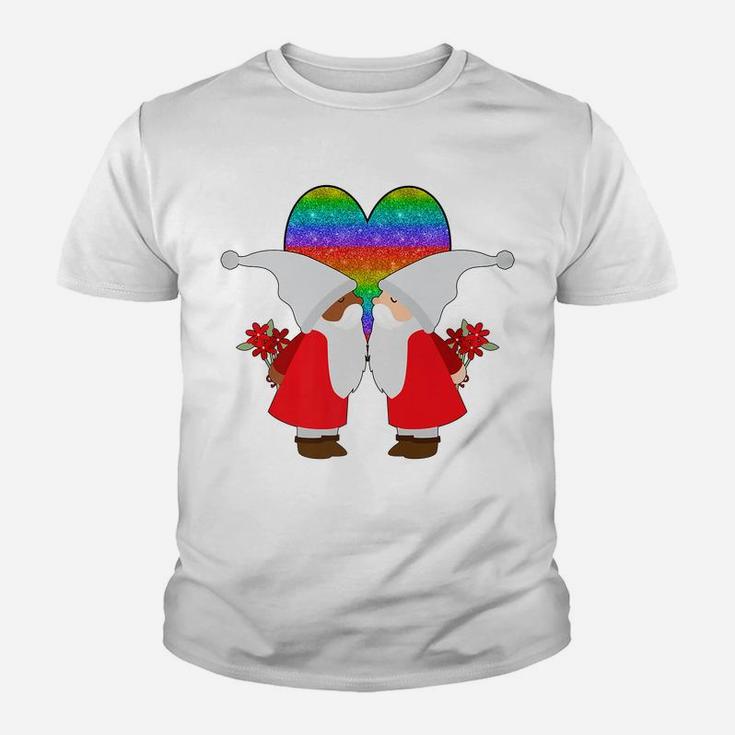 Bi-Racial Couple Gay Pride Gnome Valentines Day Rainbow Youth T-shirt