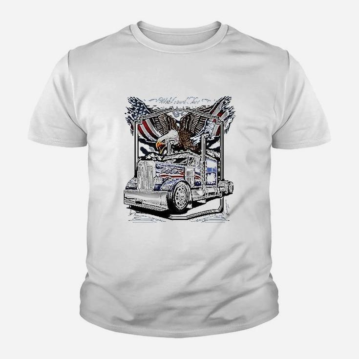 Big Rig Wild And Free Truck Driver Semi Youth T-shirt