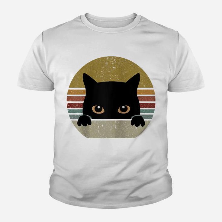 Black Cat Vintage Retro Style Cats Lover Raglan Baseball Tee Youth T-shirt