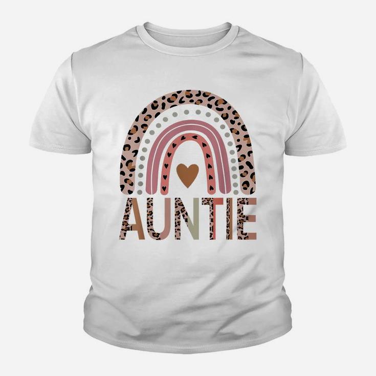 Blessed Auntie Funny Leopard Boho Cute Rainbow Youth T-shirt