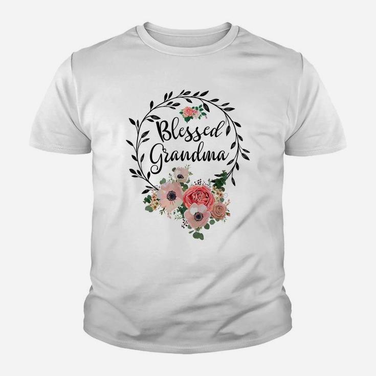 Blessed Grandma Shirt For Women Flower Decor Grandma Youth T-shirt