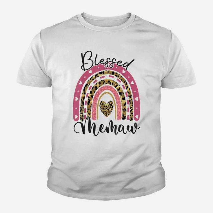 Blessed Memaw Funny Leopard Boho Rainbow Memaw Life Youth T-shirt