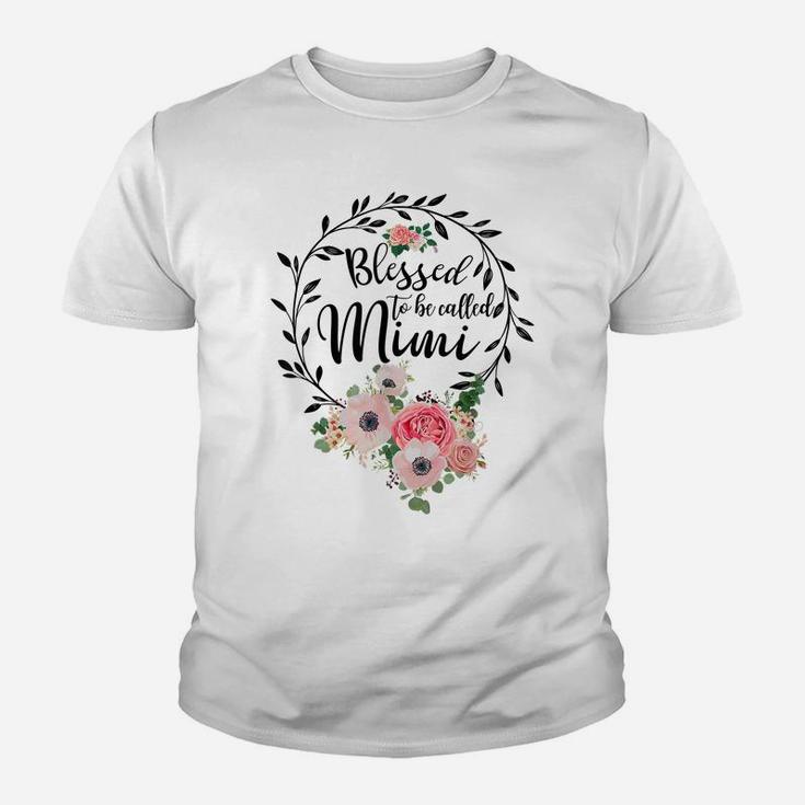 Blessed To Be Called Mimi Women Flower Decor Grandma Youth T-shirt