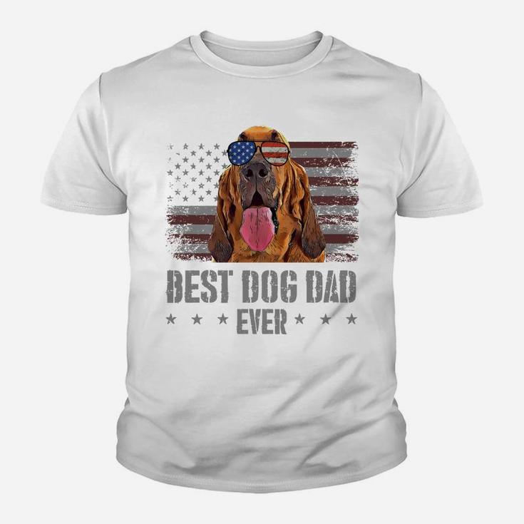 Bloodhound Best Dog Dad Ever Retro Usa American Flag Youth T-shirt