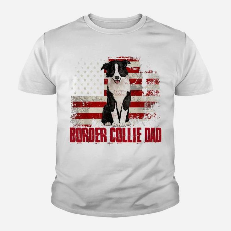 Border Collie Dad American Flag 4Th Of July Dog Lovers Youth T-shirt