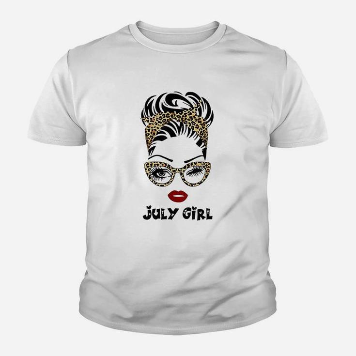 Born In July Birthday Gift Leopard Youth T-shirt