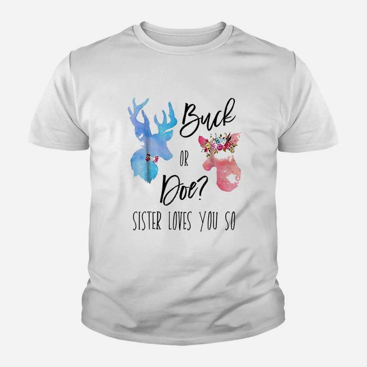 Buck Or Doe Sister Loves You So Gender Reveal Boho Youth T-shirt