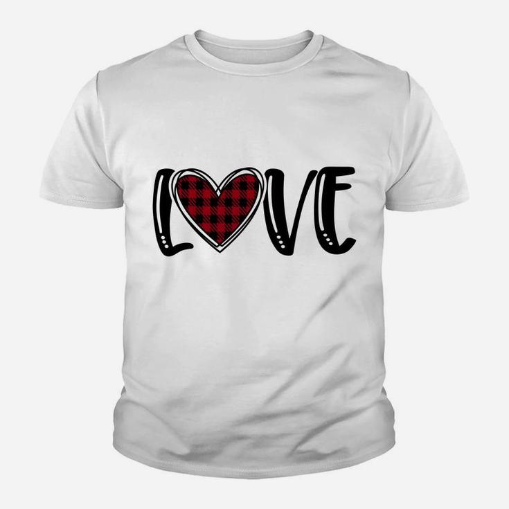 Buffalo Plaid Love Womens Valentines Day Youth T-shirt