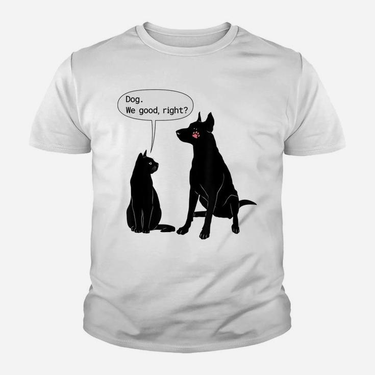 Cat Humor Cat Slap Dog Funny Black Cat And Dog Lovers Youth T-shirt