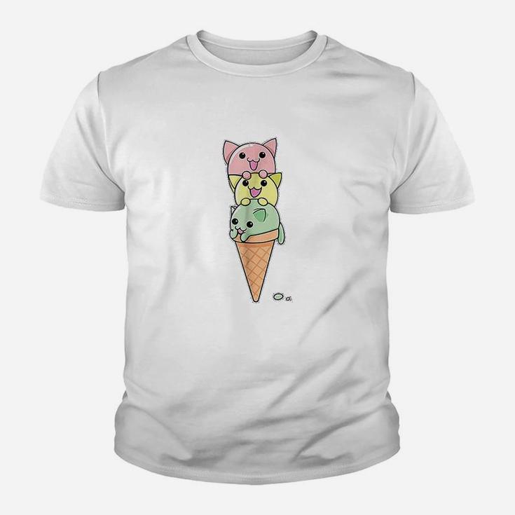 Cat Ice Cream Cone Funny Kawaii Kitten Youth T-shirt