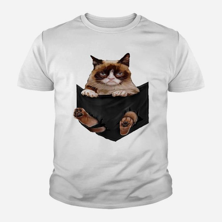 Cat Lovers Gifts Grumpy In Pocket Funny Kitten Face Youth T-shirt