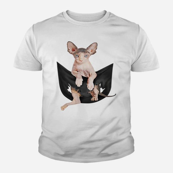 Cat Lovers Gifts Sphynx In Pocket Funny Kitten Face Sweatshirt Youth T-shirt