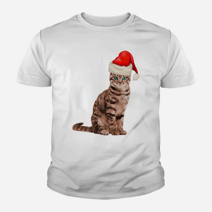 Cat Santa Hat Meowy Merry Christmas In July Youth T-shirt