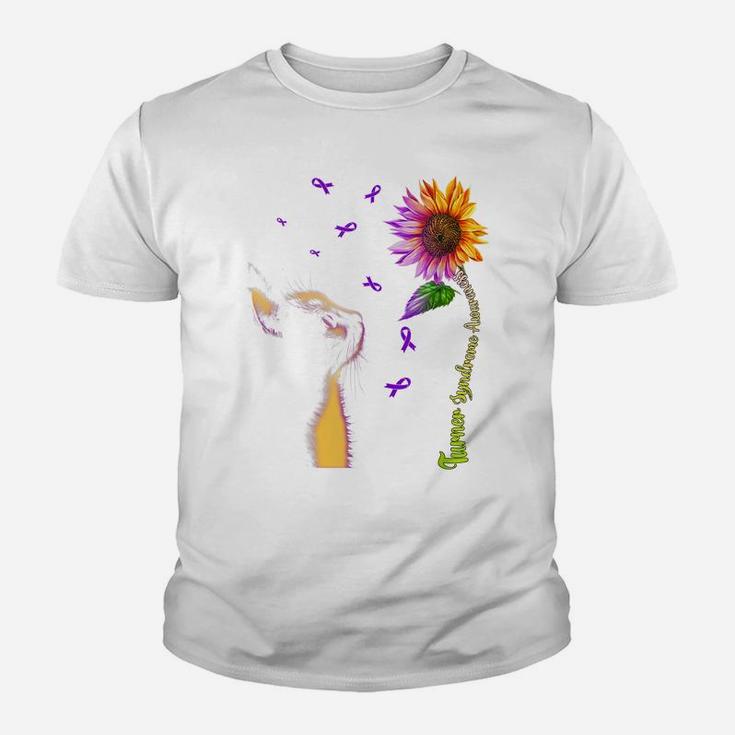 Cat Sunflower Turner Syndrome Awareness Youth T-shirt