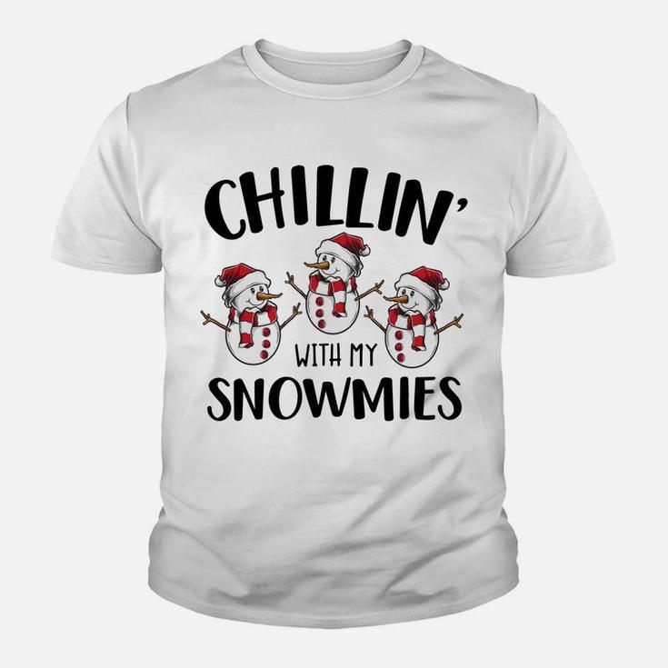 Chillin' With My Snowmies Xmas Snowman Gift Youth T-shirt